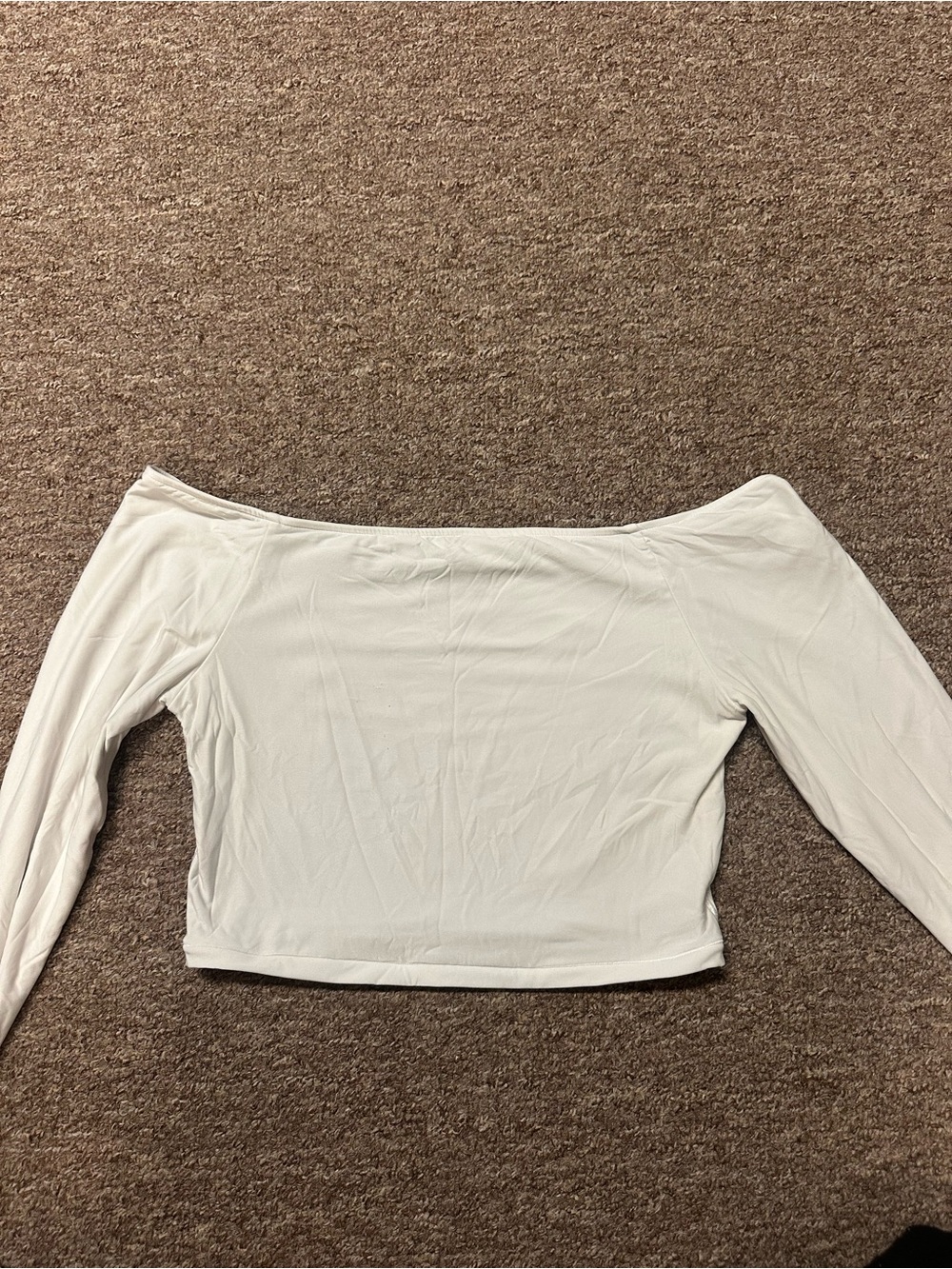 Off-Shoulder White Women's Long Sleeve Top